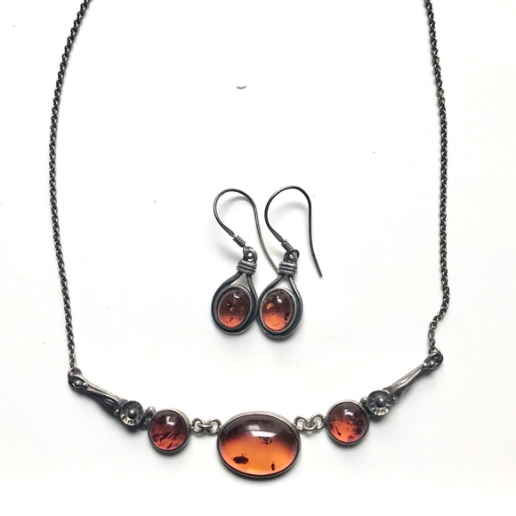 Jewelry - Amber necklace and earring set Jewelry - Amber necklace and earring set